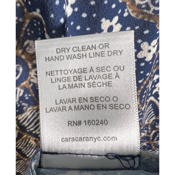 Cara Cara Tanglewood Dress Batik Navy Blue Midi Cinch Waist Long Sleeve Boho S - Picture 14 of 14